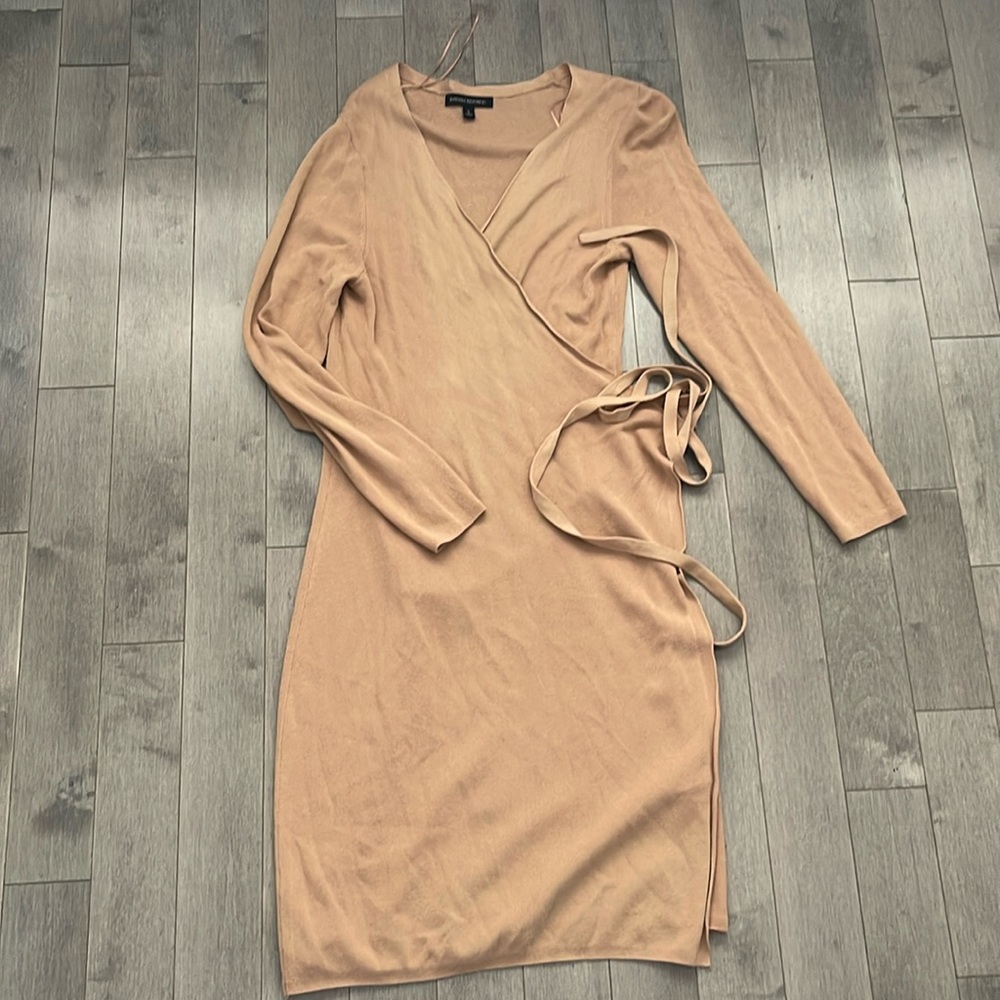 Banana Republic Tan Wrap Midi Dress